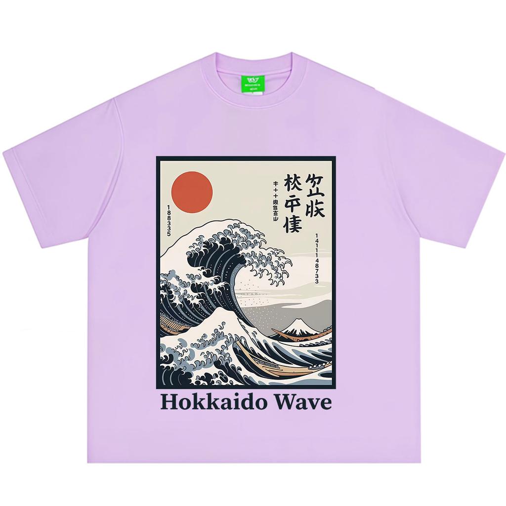 Japanese Style Hokkaido Wave Print T Shirt Unisex Unisex Vintage Tshirt Summer Shortsleeved Loose Casual Cotton Oversized Tshirts