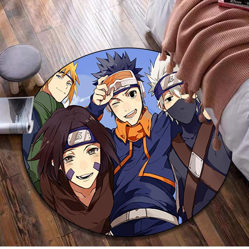 1Pc Naruto Circular Rug Office Decorative Carpet For Living Room Bedroom Door Mat Floor Carpet Computer Chair Area Rug