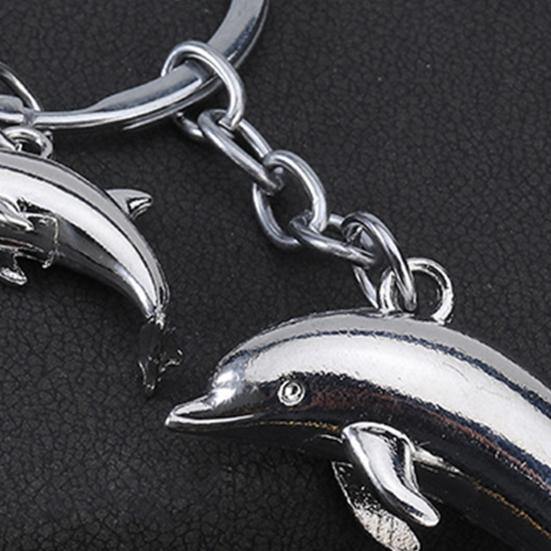 Keychain Pendant Zinc Alloy Dolphin Design Key Chain Easy To Hang Electroplated Metal Key Ring Backpack Car Accessory