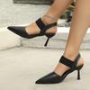 Fashion 2024 Summer New Style Shallow Mouth Elastic Sleeves Stiletto Sandals Women's Casual Fashion Pointed Toe Bao Toe Sandals