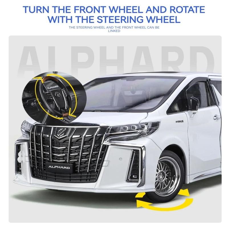 Yeni 1/18 Toyota Alphard MPV Çinko Alaşım Araba Modeli Döküm Metal Oyuncak Araba Araba Modeli Yüksek Simülasyon Ses ve Işık Çocuk Hediyesi Süsler