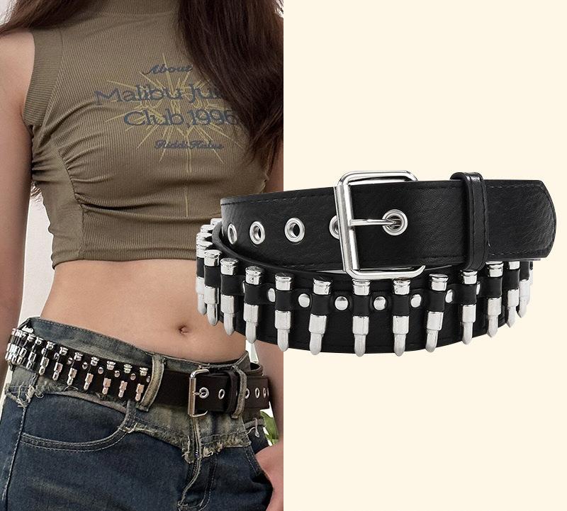 American Retro Heavy Industry Belt Accessories Women's Waist Decoration Jeans Metal Rivet Belt Wide Version