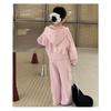 Autumn Winter Teenager Kids Girl Children Set Clothes Loose Sweatshirt Hooded Jacket Pink Wide Leg Pant