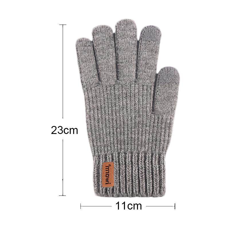 Men's Warm Gloves Winter Touch Screen Knitted Gloves with Leather Label Windproof Motorcycle MTB Bike Cycling Glove Mitten