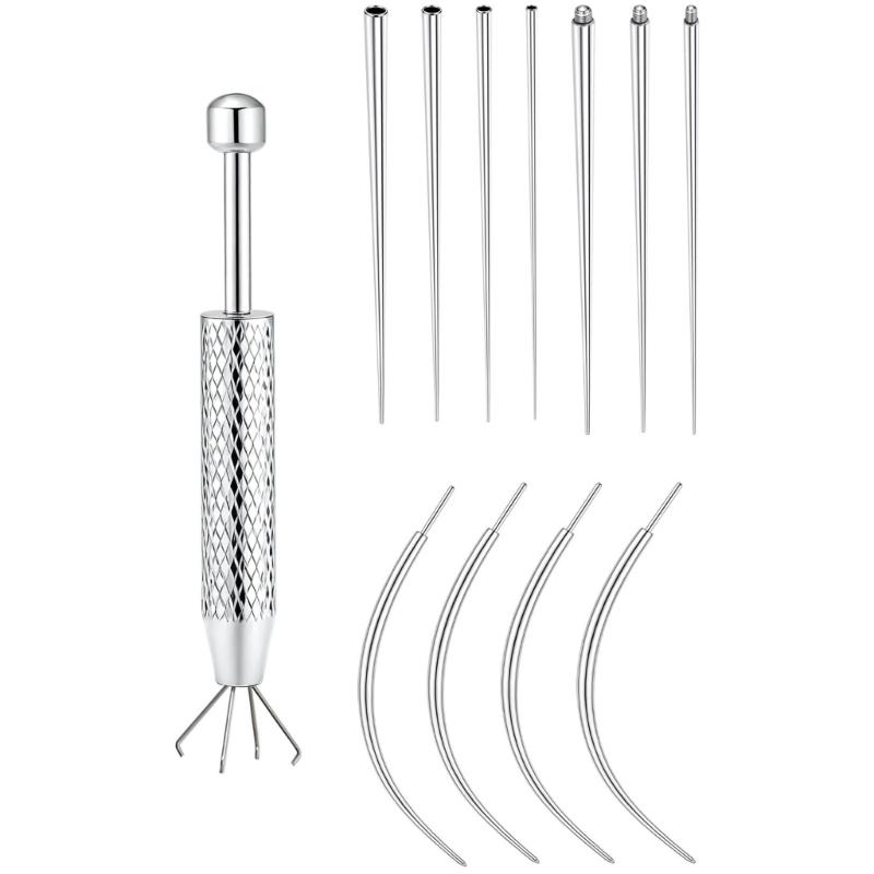 Set di Pinze Strumenti per Piercing Gioielli per il Corpo in Acciaio Inossidabile per Anelli per Orecchio Naso Labbra con Perni a Vite e Senza Filettatura