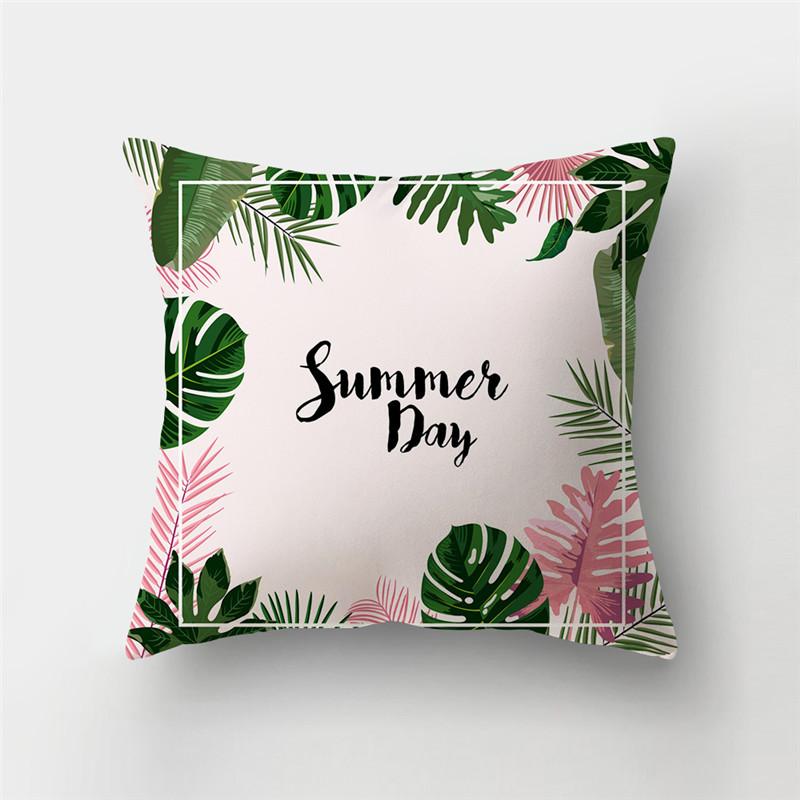 Fresh Summer Leaves Tropical Plants Square Cushion Cover Home Living Room Sofa Bedroom Decoration Pillow Cover