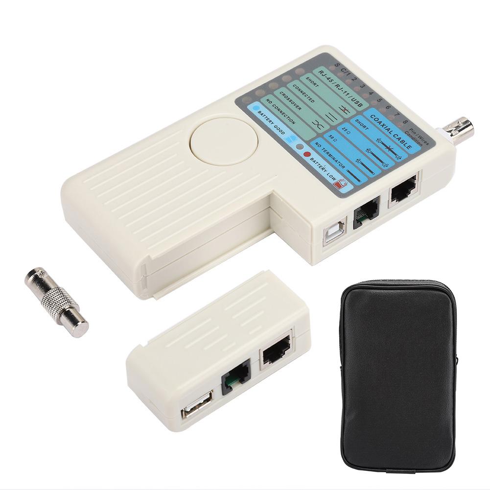 4-in-1 Remote Network Cable Wire Tester Detector for RL-45 RJ-11 USB BNC LAN Cable