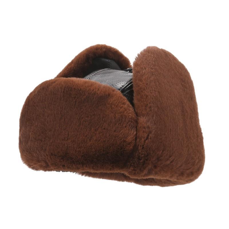 Genuine Leather Winter Hat Men Women Warm Windproof Ear Protection Foldable Trapper