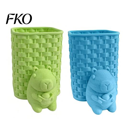 Desk Pen Organizer Capybara Holder, 3D Printed with Basket Pencil Cup Cup, Cute Animal for Makeup Brush Stationery Desktop