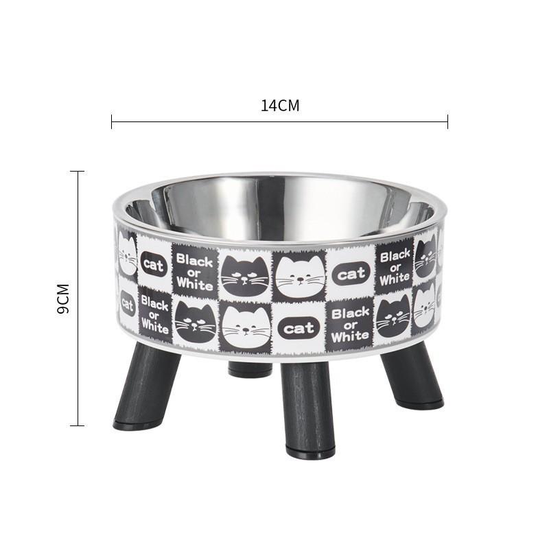 Cute Cartoon Elevated Cats Feeder Bowl Pet Neck Protection Stylish Stainless Steel Large-Capacity Anti-Choking Raised Pet Bowl