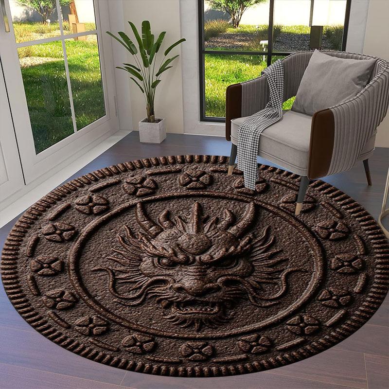 Cookie Magical Creature PrintRound Area Rug,Carpet Rug for Living Room Bedroom Sofa Playroom Decor,Non-slip Floor Mat