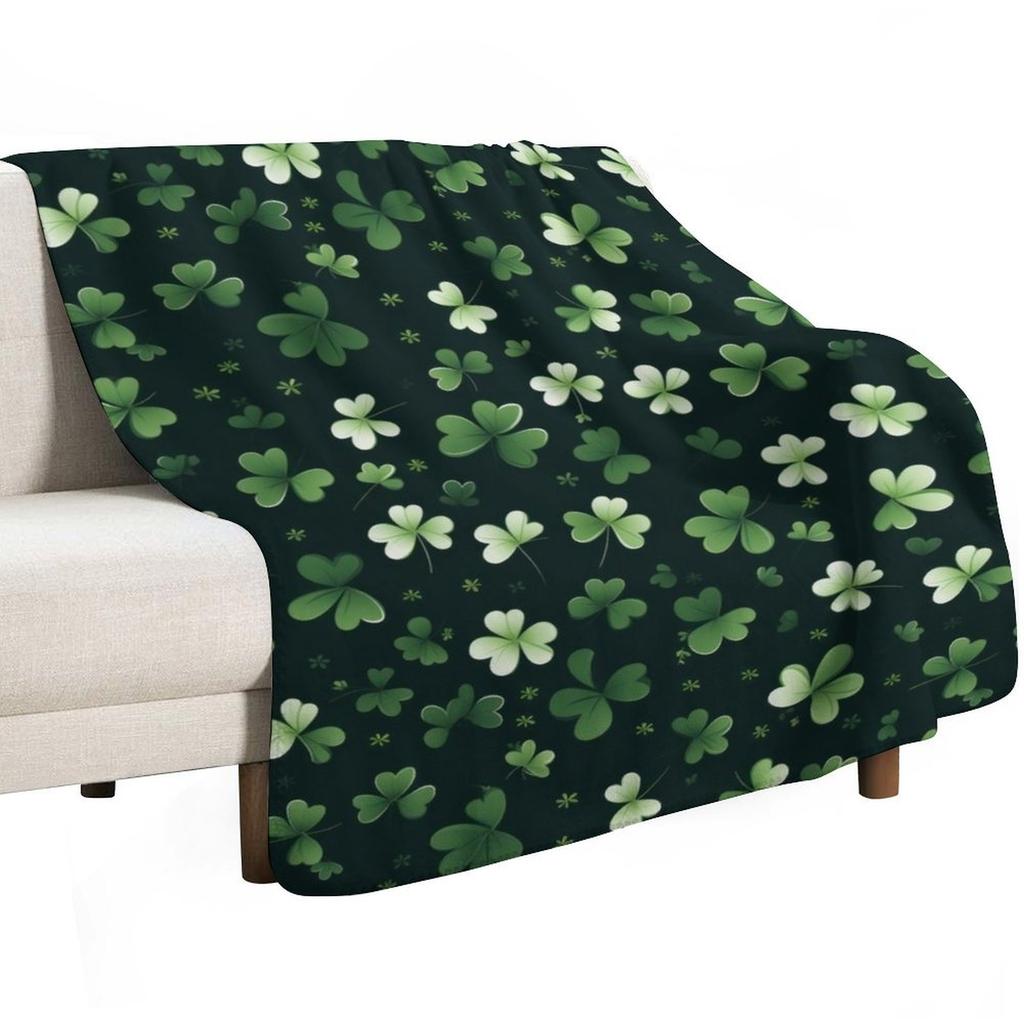 Emerald Clovers A St Patricks Day Pattern Throw Blanket Soft Warm Blanket Gift for Men Women Adults