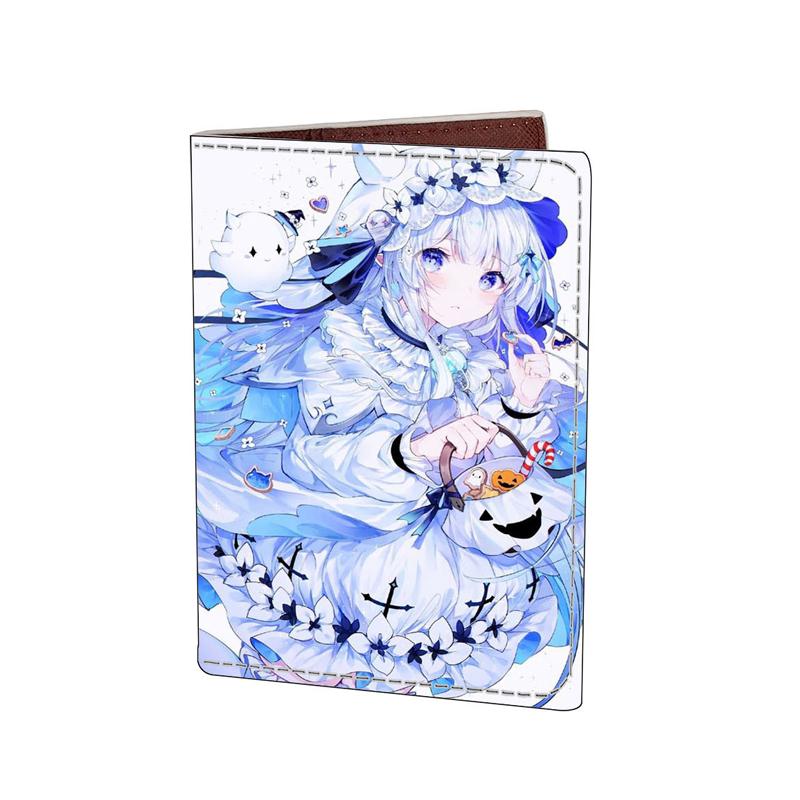 New Anime Games Girl Pattern Passport Cover Women Travel Accessories PU Leather Animation Passport Holder ID Bank Card Holder