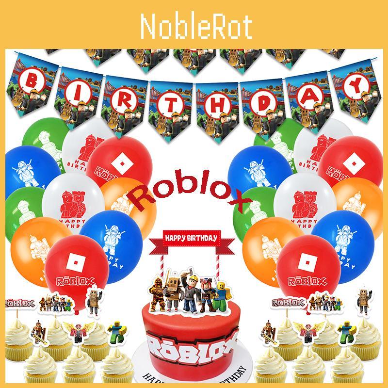 Roblox Birthday Party Supplies Banner Balloons Cake Toppers Cupcake Decor Kit