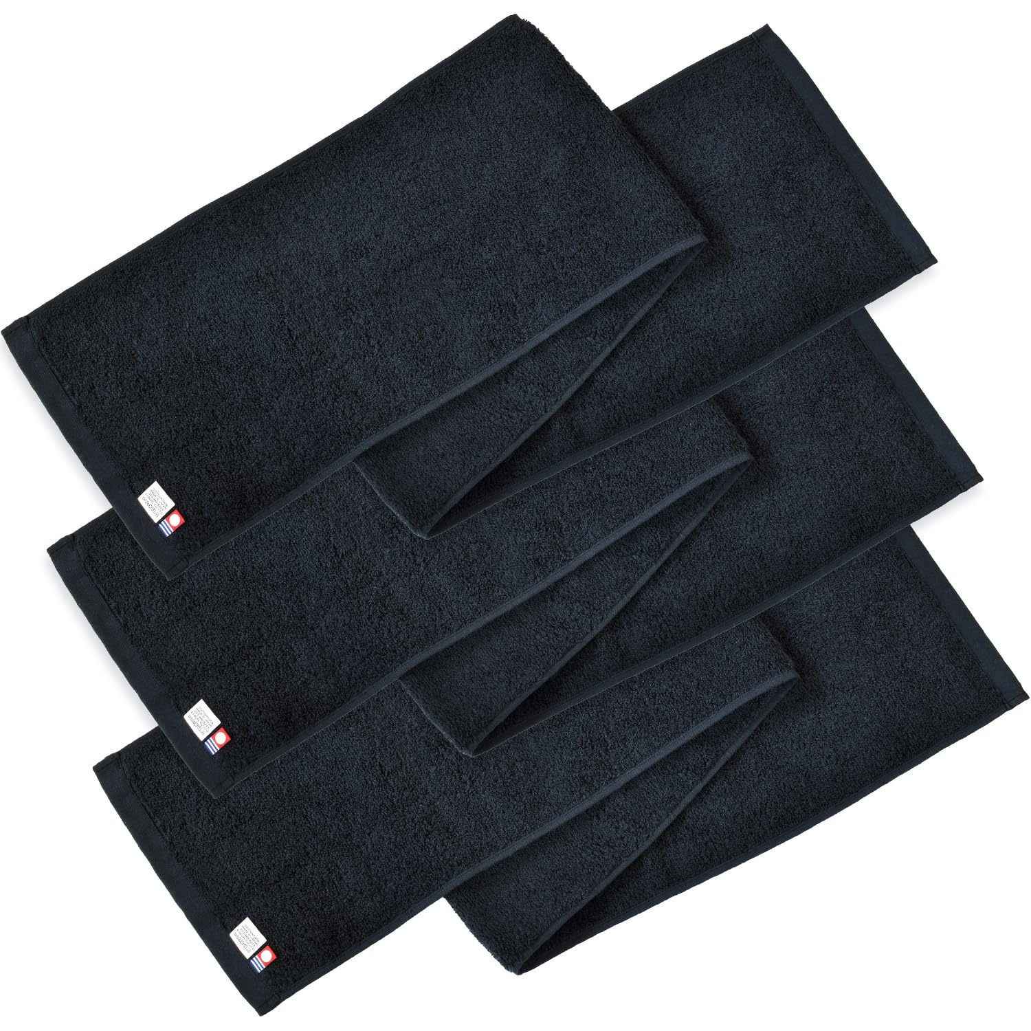 Bloom Imabari Towel Certified Muffler Towel Set with Sports Towel 20 x 100cm Cotton Made in Japan 3-Piece 100% (Carbon Black)