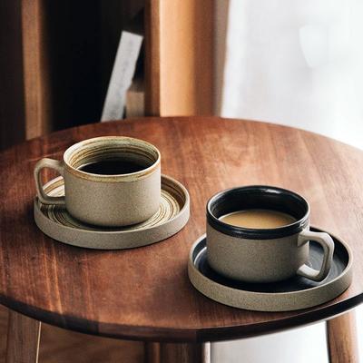 250ml Japanese Ceramic Coffee Cup with Saucer Coarse Pottery Mug Creative Tea Cup