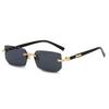 Latest Metal Trimmed Frameless Sunglasses Ultra-lightweight UV Protection Eyeglasses Outdoor Travel Leisure Vacation Sun Protection Goggles