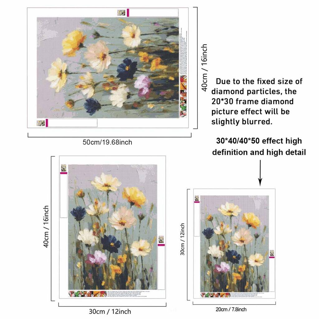 Wildflowers Full Round Drill Diamond Painting Kit DIY Sparkle Art Canvas for Adults Relaxing Craft and Home Decoration Gift Idea Set