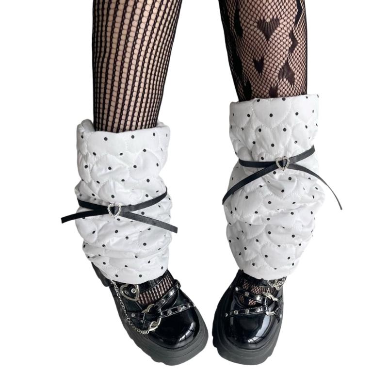 

Dot Ribbed Cuffs Stretchable Foot Covers Breathable Fabric Warm Socks Short Legwarmers For Cold Weather Outfits