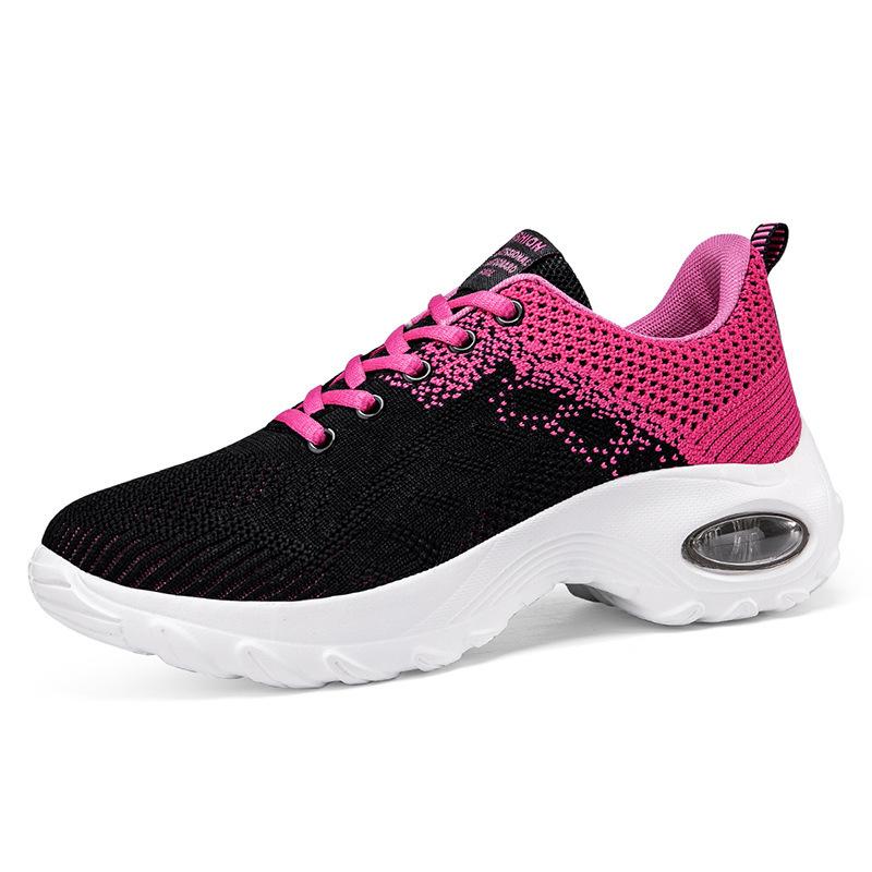 Large size new fashion casual shoes air cushion flying woven women's shoes sports shoes breathable mesh shoes heightening rocking shoes