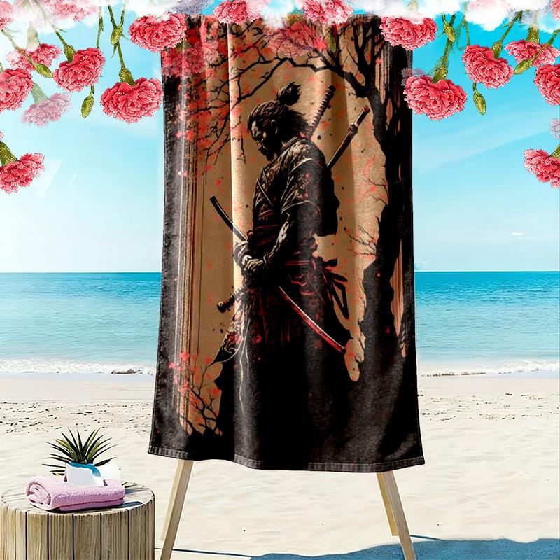 Toalla de Playa con Estampado de Samurái Japonés, Toalla Grande Suave de Secado Rápido para Playa, Camping, Natación