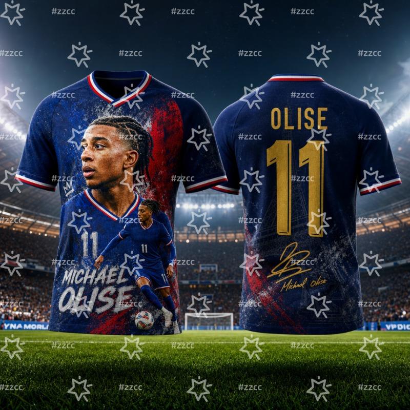 2026 Michael Olise No.17 Home Football Jersey Match & Training Kit Summer Sports T-Shirt Children's Clothing Tee