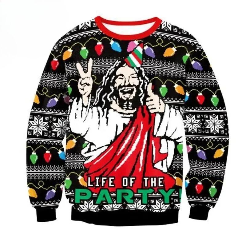 

Мода Новий Чоловічий Жіночий Різдвяний Смішний Горбатий Олень Різдвяний Топ Круглий Виріз Веселі Візерунки Комфортний Пуловер 6XL