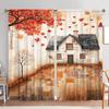 2pcs Autumn Red Maple Leaves Falling House Curtains   Versatile Design Suitable for Any Style   Creating a Peaceful Living Space