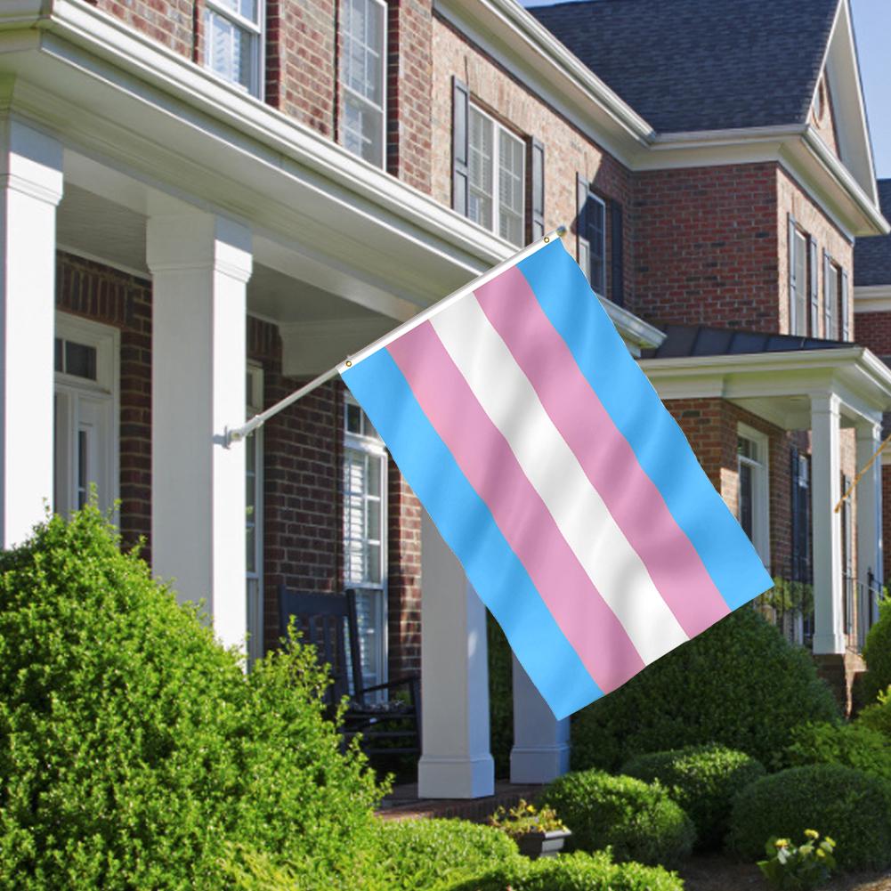 LGBT Trans Transgender Pride Flag 90x150cm Polyester Rainbow Gay Flags For Decor