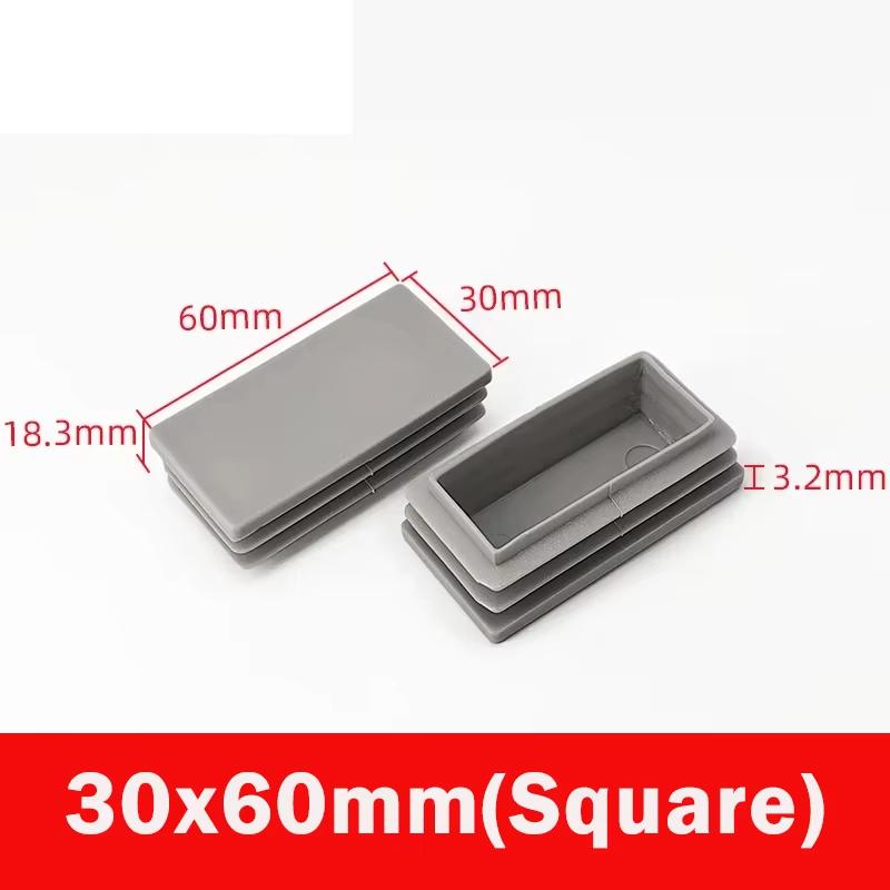 Capace de capăt de blocare din plastic gri, rotunde/pătrate, pentru tuburi/țeavă de 16/19/22/25-100mm, Dopuri, Vârfuri pentru picioare de mobilă/masă, Pad-uri pentru picioare de scaune