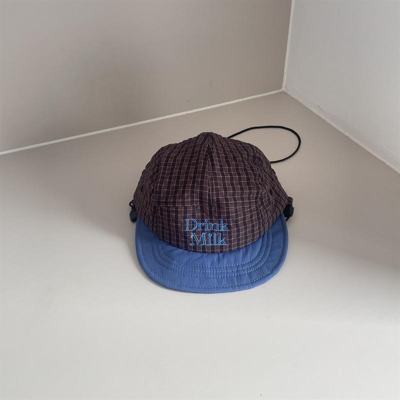 

Kids Soft Brim Baseball Cap 49-53cm 2-8 Years Fashion Plaid Embroidery Sun Hat Boys Girls Baby Parent-child Adjustable Casquette 49-53cm кавовий
