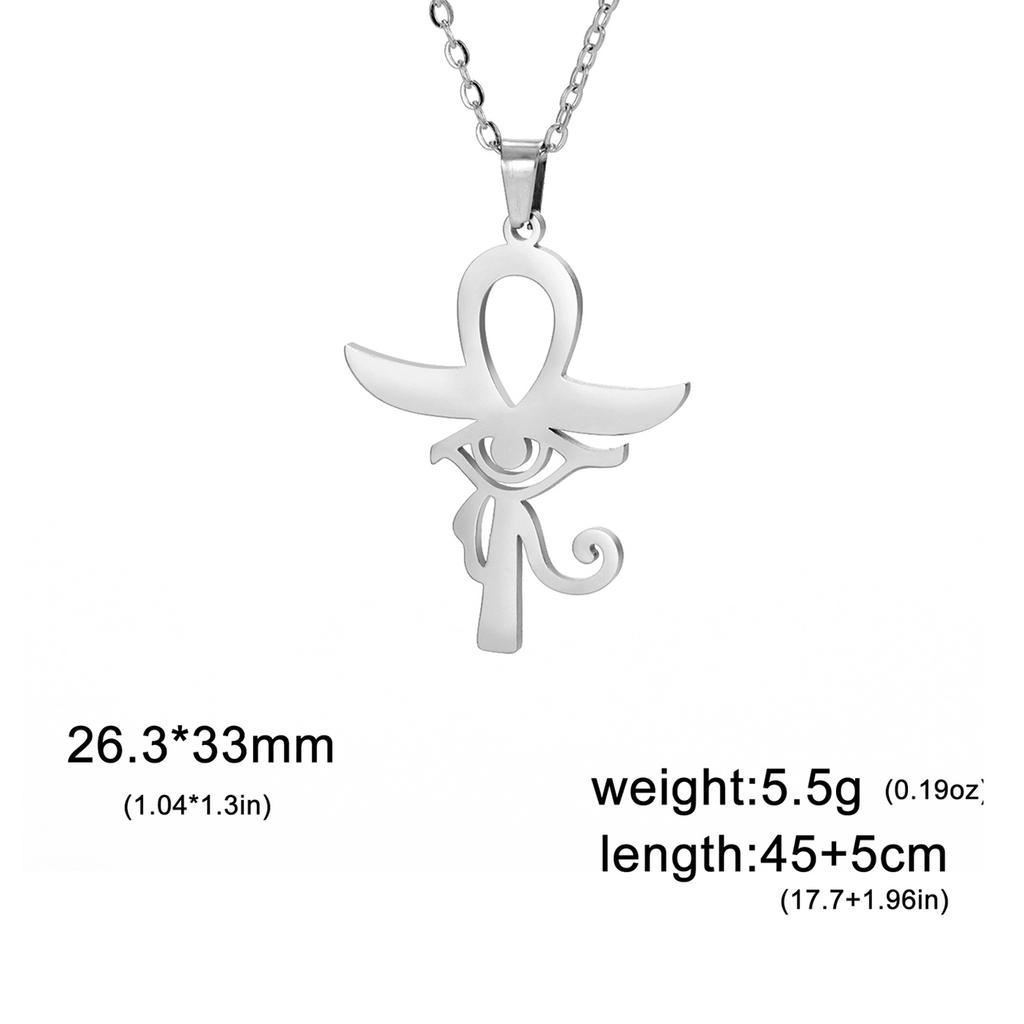 LIKGREAT Egyptian Eye of Horus Ankh Cross Protection Necklace for Women Men Stainless Steel Celtics Knot Amulet Jewelry