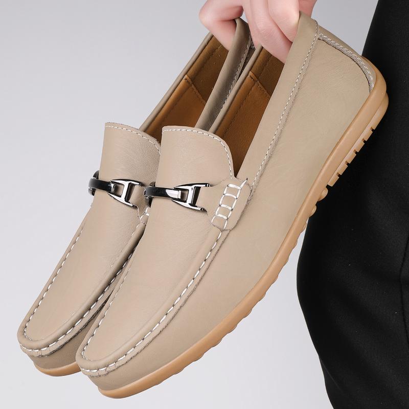 Fashion Handmade Moccasins Genuine Leather Loafers for Men Simple Business Male Walking Shoes Slip-On Flats Fashion Design Casual Shoes