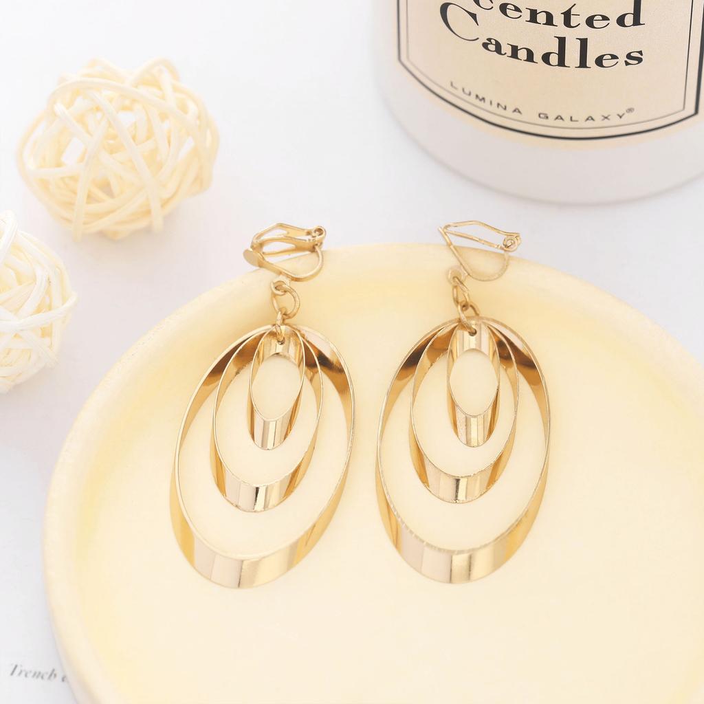 Promotional Personalized Earrings, Stylish And Simple Geometric Oval Earrings, No Ear Clips