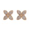 Gold-Plated Four-Leaf Clover Zirconia Stud Earrings, Simple Design, Light Luxury Fashion, High-End Full Diamond Accessories