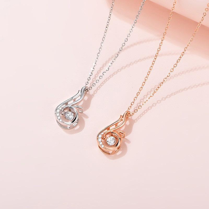 Agiler Phönix Halskette Damen Modischer Temperament Persönlichkeit Schlagendes Herz Anhänger Schlüsselbeinkette