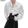 INCERUN Men Lapel Neck Long Sleeve Lace-up Cropped Short Shirts