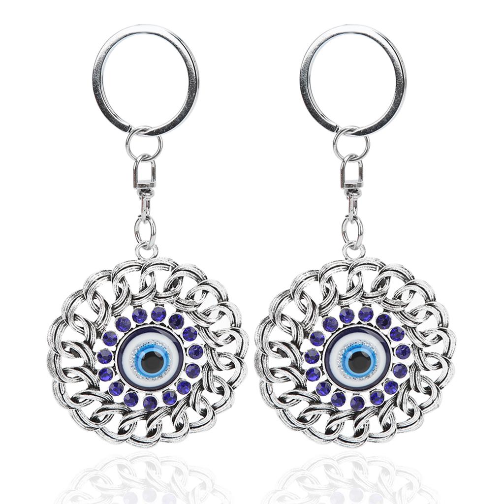 2 szt. brelok zły oko ażurowy okrągły skręcony diament indyczy niebieski brelok z złym okiem amulet torba