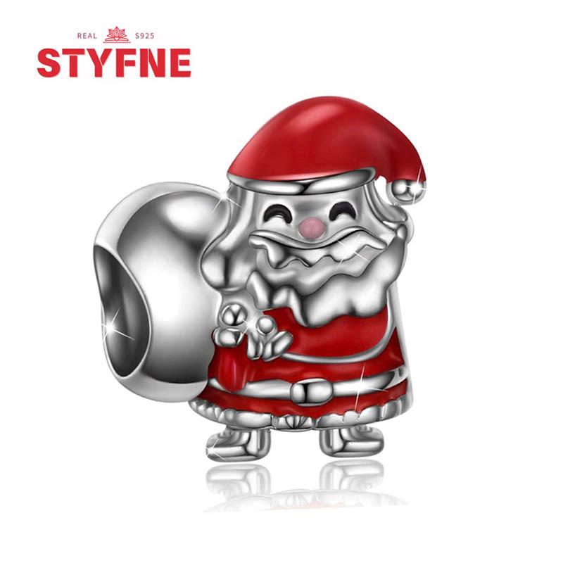 Santa Claus Pendant Bead Component Christmas Snowman Series Copper Metal Colors Pendant Bead Component Designed For Authentic Original Bracelet High
