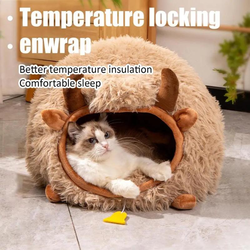 Pet Soft Winter Warm Caves Cat Cave Beds For Indoor Cat Nest Semi-Enclosed Dog Tent Bed With Cover Kitten Small Animals Nests