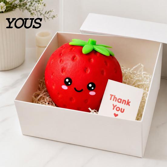 Strawberry Stress Relief Toy Cartoon Toy, Giant Squeeze Fake Reducer Fruit Sensory Fidget for Home Office School Hand