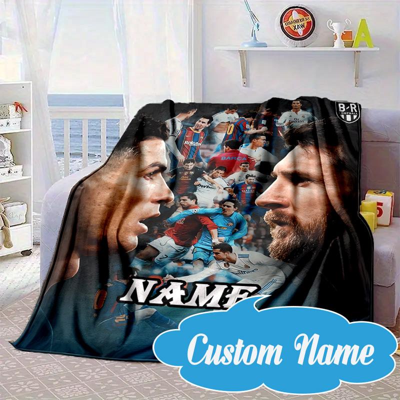 Custom Name Messi's Fiery Legacy Blanket bed sofa Blanket Flannel Blanket for Camping, Hiking, Picnic Essentials,gift for Fan family