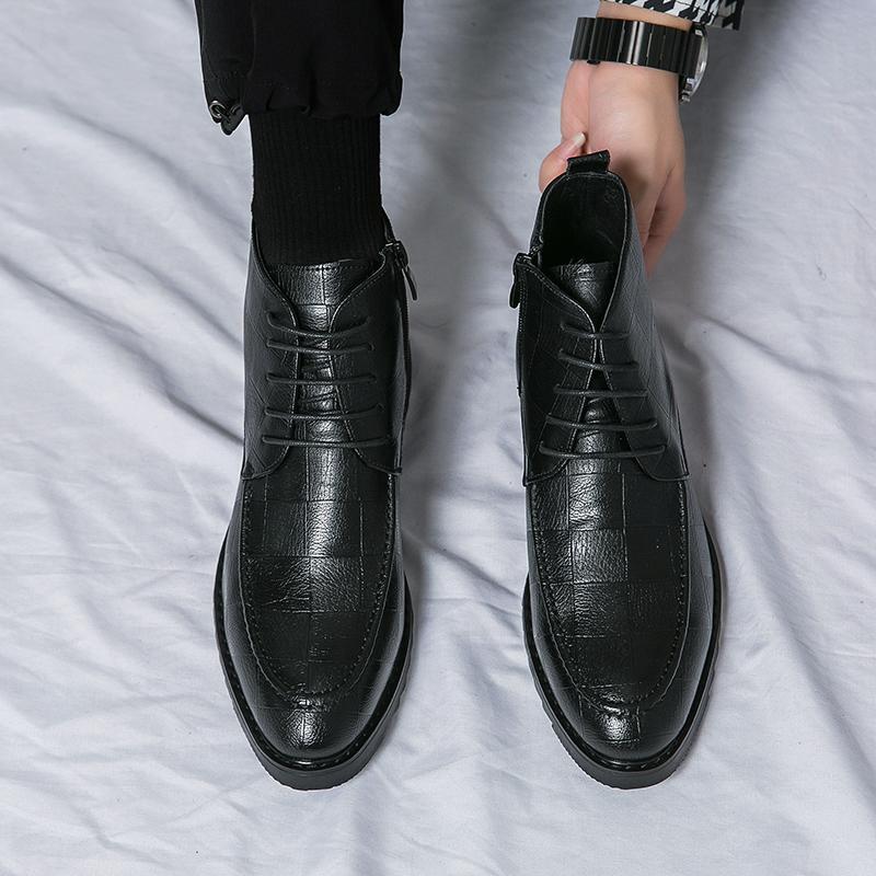 Trendstiefel für Herren zum Schnüren schwarz Kleid Mode Stiefeletten Herren Lederstiefel Mann Leder Freizeitsneaker Homme Schuhe