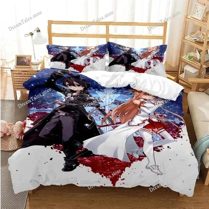 Cartoon Asuna Sword Art Online Duvet Cover Sets Pillowcase Bedding Set Kids Children Gift Girls Single Queen King Size Bed Linen