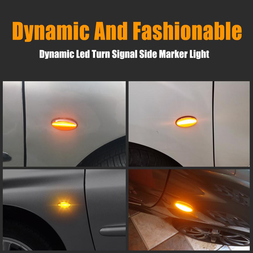 Dynamic LED Flashing Turn Signal Lamp Side Marker Lights For Peugeot 307 206 407 107 607 1007 Citroen C1 C2 C3 C5 C6