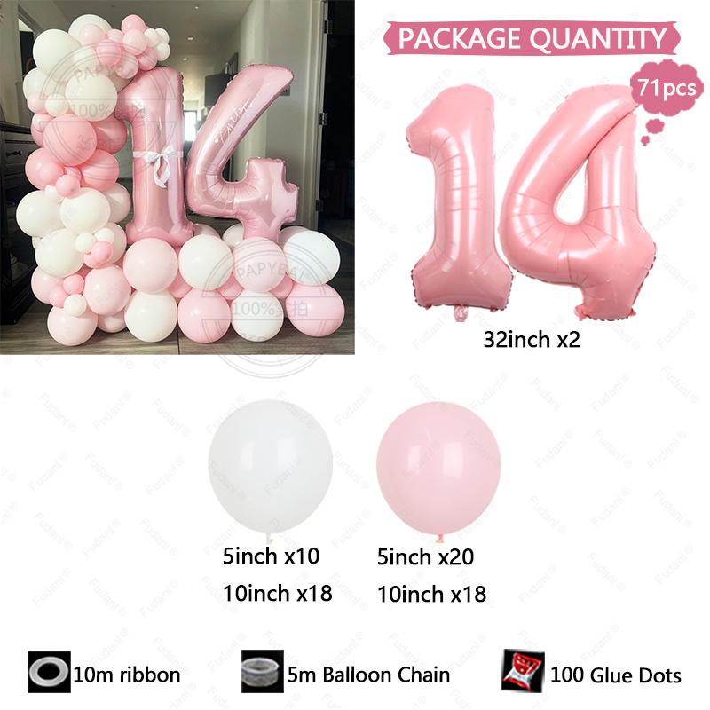 107pc/set Pink Cozy and Cute Style Digital Aluminum Film Balloon 1-9 Suitable for Birthday Party Anniversary Graduation Season