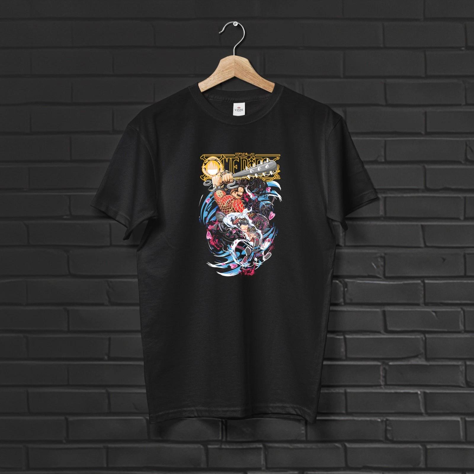 Luffy vs Kaido Wano Arc T-Shirt Graphic Tee Mens Unisex Cotton Streetwear S