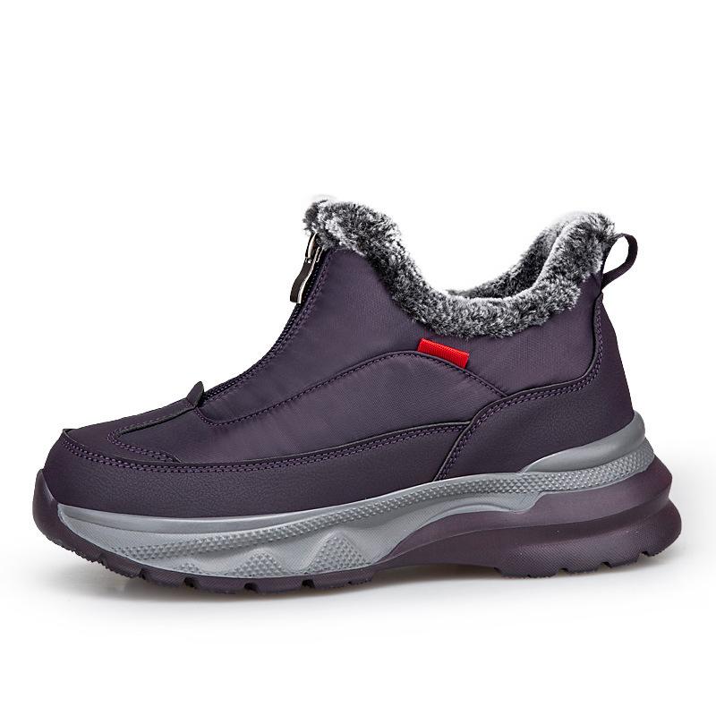 Snow Boots Winter New Convenient Zipper Cotton Shoes Mother Warm High-top Walking Shoes Outdoor Velvet Casual Shoes