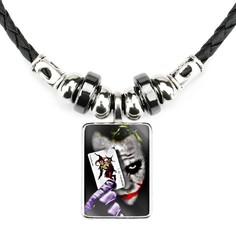 Klasický filmový přívěsek Joker Náhrdelník Pro Muže Ručně vyráběný Geometrický Kožený Provázek Řetízek