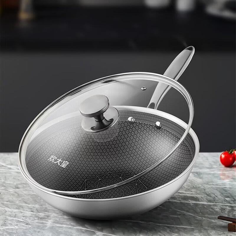 COOKER KING 304 Stainless Steel Non-stick Honeycomb Wok